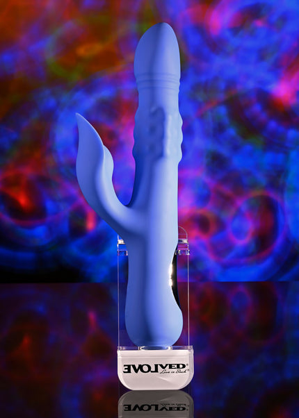 Evolved POP GOES THE O - Purple 24.7 cm USB Rechargeable Thrusting & Bulging Rabbit Vibrator