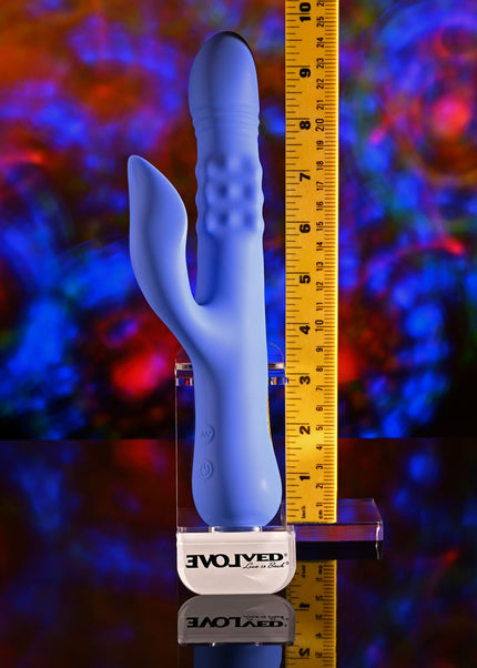 Evolved POP GOES THE O - Purple 24.7 cm USB Rechargeable Thrusting & Bulging Rabbit Vibrator
