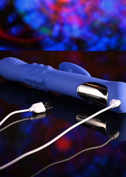 Evolved POP GOES THE O - Purple 24.7 cm USB Rechargeable Thrusting & Bulging Rabbit Vibrator