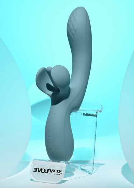 Evolved TAKE YOUR FLICK - Grey 24.1 cm USB Rechargeable Vibrator with Flicking Clitoral Stimulator