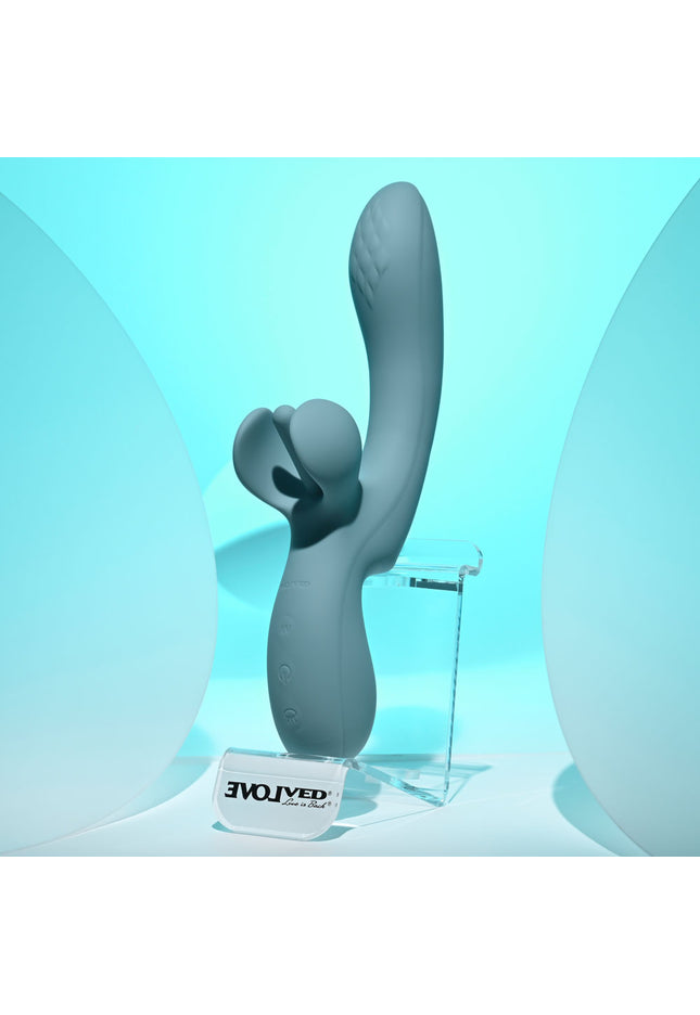 Evolved TAKE YOUR FLICK - Grey 24.1 cm USB Rechargeable Vibrator with Flicking Clitoral Stimulator