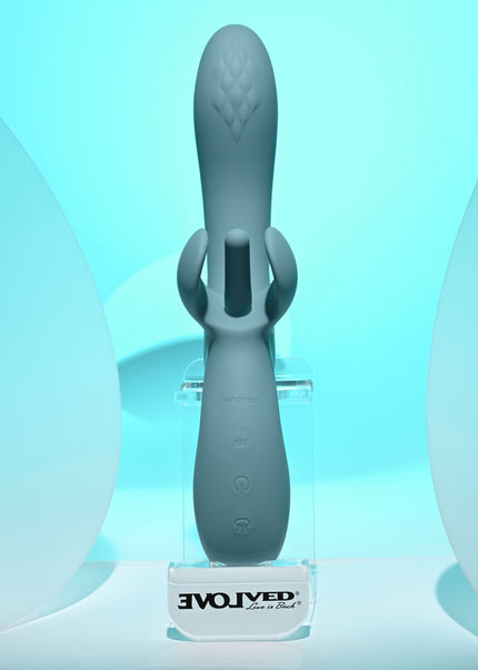 Evolved TAKE YOUR FLICK - Grey 24.1 cm USB Rechargeable Vibrator with Flicking Clitoral Stimulator