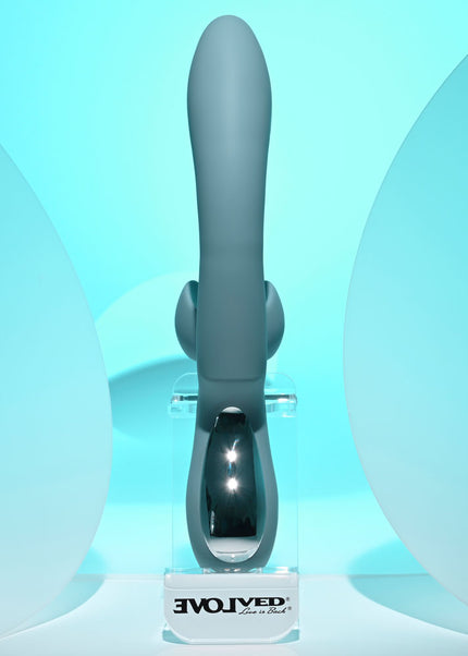 Evolved TAKE YOUR FLICK - Grey 24.1 cm USB Rechargeable Vibrator with Flicking Clitoral Stimulator