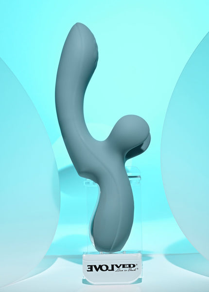 Evolved TAKE YOUR FLICK - Grey 24.1 cm USB Rechargeable Vibrator with Flicking Clitoral Stimulator