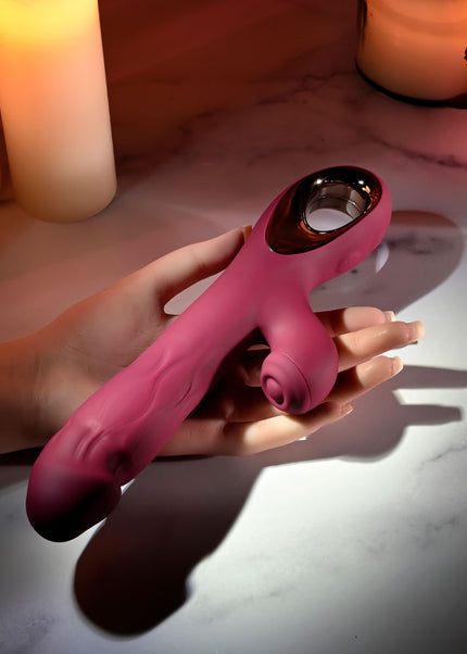 Evolved BURSTING WITH PLEASURE - Red 25.4 cm USB Rechargeable Vibrator with Tapping Clitoral Stimulator