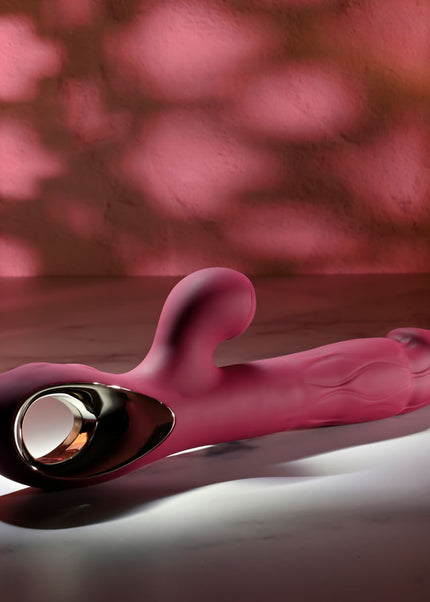 Evolved BURSTING WITH PLEASURE - Red 25.4 cm USB Rechargeable Vibrator with Tapping Clitoral Stimulator