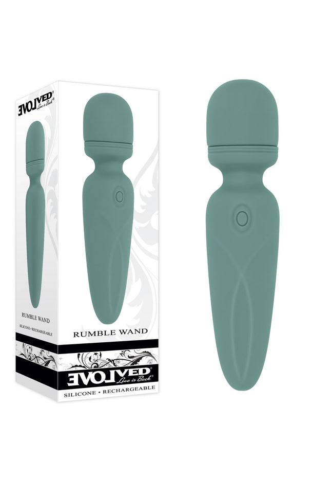 Evolved RUMBLE WAND - Olive Green 13.4 USB Rechargeable Mini Massage Wand