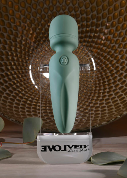 Evolved RUMBLE WAND - Olive Green 13.4 USB Rechargeable Mini Massage Wand