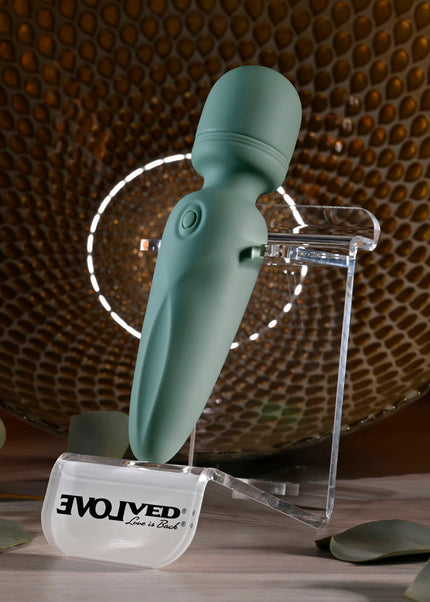 Evolved RUMBLE WAND - Olive Green 13.4 USB Rechargeable Mini Massage Wand