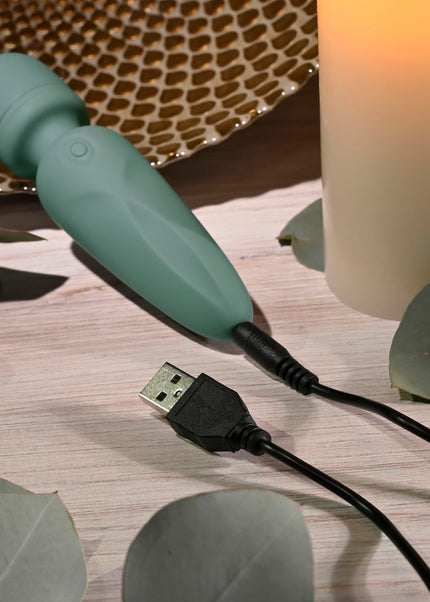Evolved RUMBLE WAND - Olive Green 13.4 USB Rechargeable Mini Massage Wand