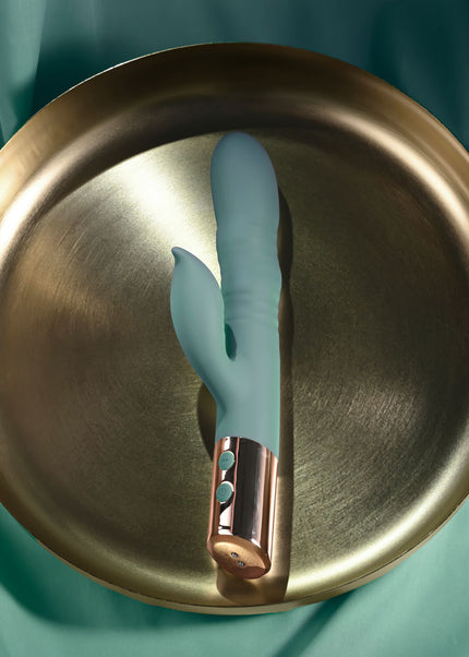 Evolved THE SHIMMY - Green USB Rechargeable Thrusting Rabbit Vibrator