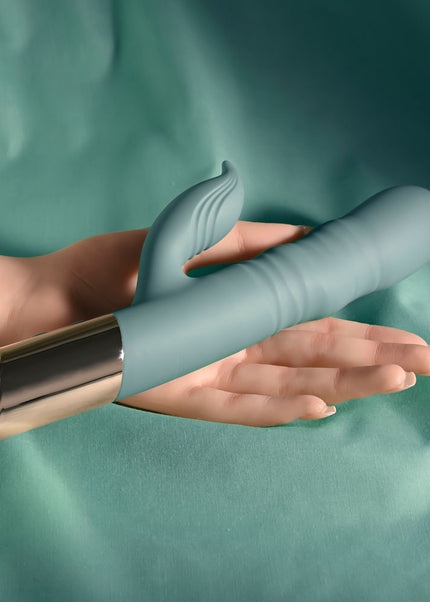 Evolved THE SHIMMY - Green USB Rechargeable Thrusting Rabbit Vibrator