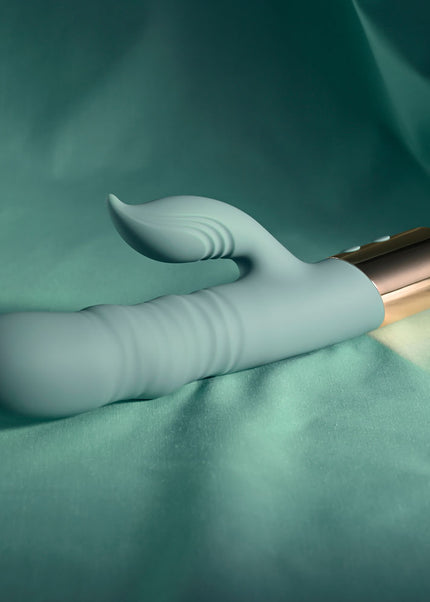Evolved THE SHIMMY - Green USB Rechargeable Thrusting Rabbit Vibrator