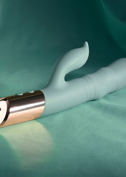 Evolved THE SHIMMY - Green USB Rechargeable Thrusting Rabbit Vibrator