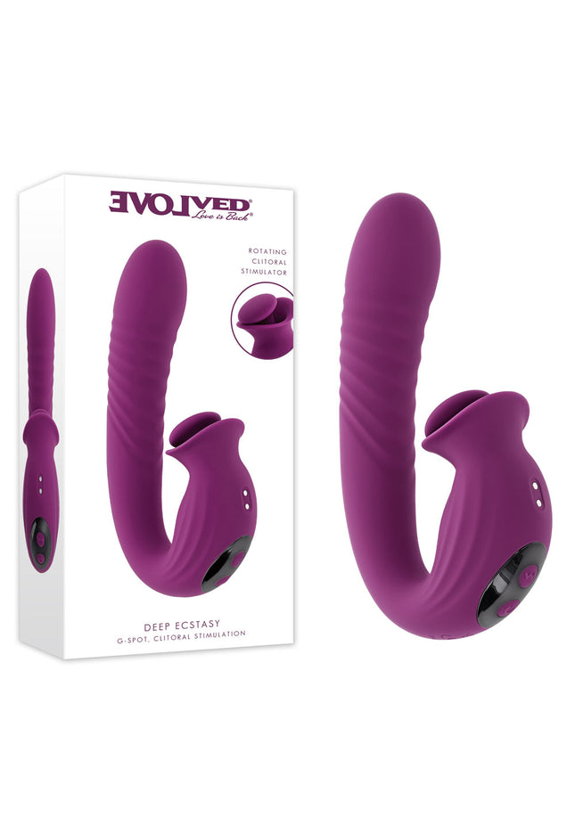 Evolved DEEP ECSTASY - Purple 16.5 cm USB Rechargeable Thrusting and Tapping Vibrator