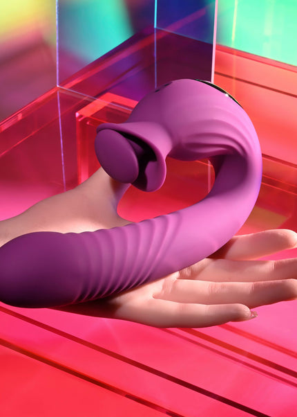 Evolved DEEP ECSTASY - Purple 16.5 cm USB Rechargeable Thrusting and Tapping Vibrator