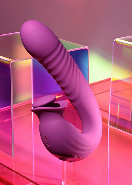 Evolved DEEP ECSTASY - Purple 16.5 cm USB Rechargeable Thrusting and Tapping Vibrator