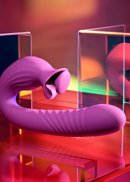Evolved DEEP ECSTASY - Purple 16.5 cm USB Rechargeable Thrusting and Tapping Vibrator