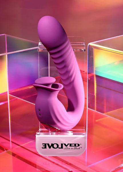 Evolved DEEP ECSTASY - Purple 16.5 cm USB Rechargeable Thrusting and Tapping Vibrator