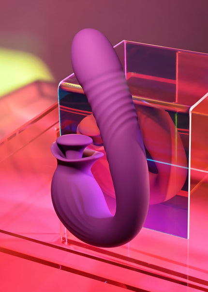 Evolved DEEP ECSTASY - Purple 16.5 cm USB Rechargeable Thrusting and Tapping Vibrator