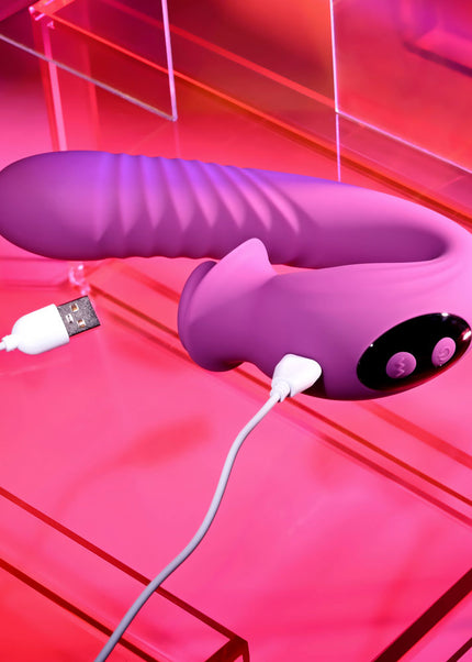 Evolved DEEP ECSTASY - Purple 16.5 cm USB Rechargeable Thrusting and Tapping Vibrator