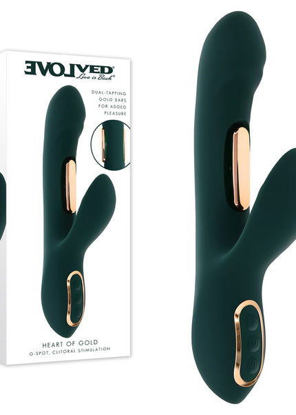 Evolved HEART OF GOLD - Green USB Rechargeable Rabbit Vibrator