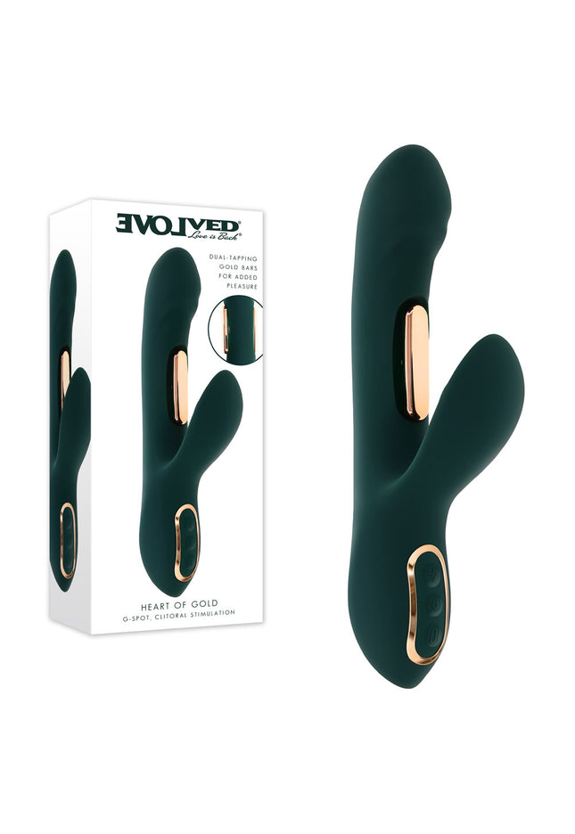 Evolved HEART OF GOLD - Green USB Rechargeable Rabbit Vibrator