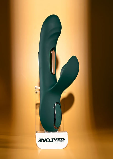 Evolved HEART OF GOLD - Green USB Rechargeable Rabbit Vibrator