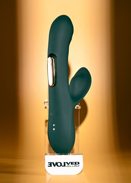 Evolved HEART OF GOLD - Green USB Rechargeable Rabbit Vibrator