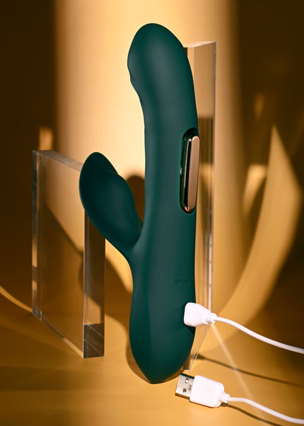 Evolved HEART OF GOLD - Green USB Rechargeable Rabbit Vibrator