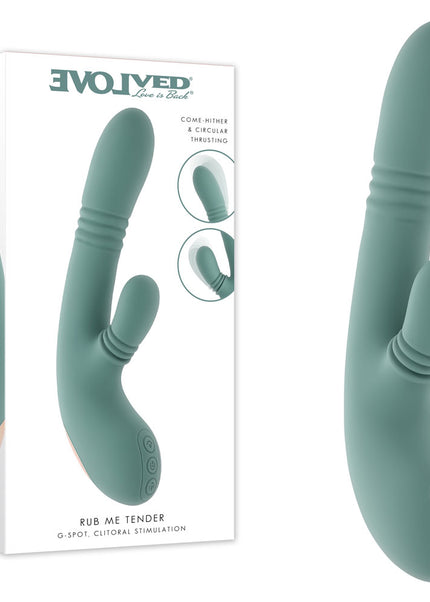 Evolved RUB ME TENDER - Green USB Rechargeable Gyrating & Thrusting Rabbit Vibrator