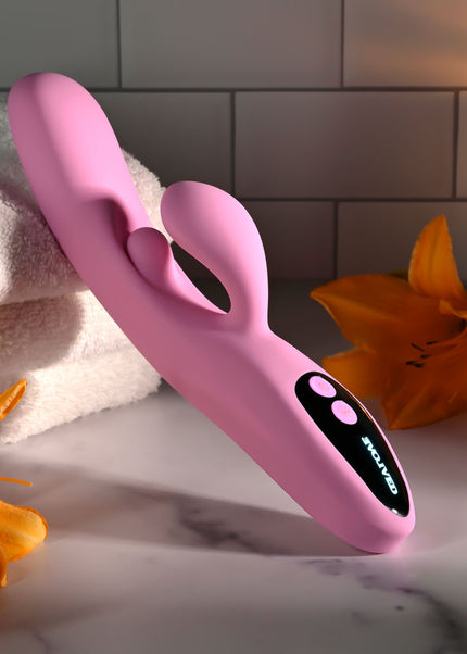 Evolved PUSH THE BUTTON - Pink 23.5 cm USB Rechargeable Rabbit Vibrator with G-Spot Bud