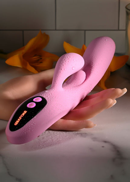 Evolved PUSH THE BUTTON - Pink 23.5 cm USB Rechargeable Rabbit Vibrator with G-Spot Bud