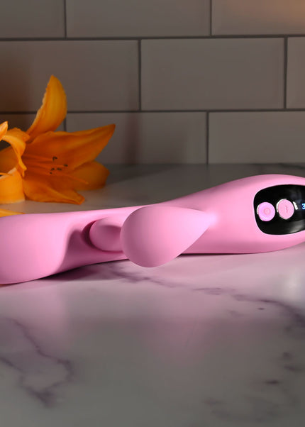Evolved PUSH THE BUTTON - Pink 23.5 cm USB Rechargeable Rabbit Vibrator with G-Spot Bud