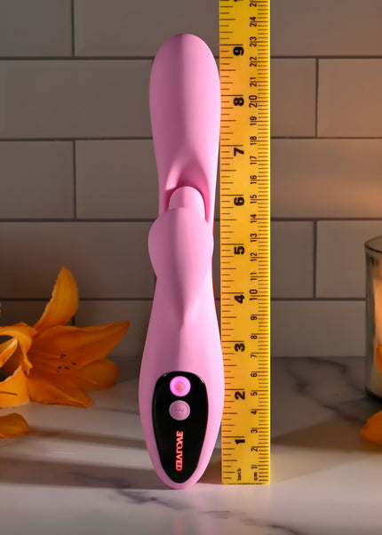 Evolved PUSH THE BUTTON - Pink 23.5 cm USB Rechargeable Rabbit Vibrator with G-Spot Bud