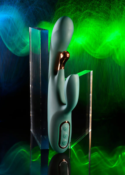 Evolved GOLDEN GODDESS - Green USB Rechargeable Rabbit Vibrator with G-Spot Flicker