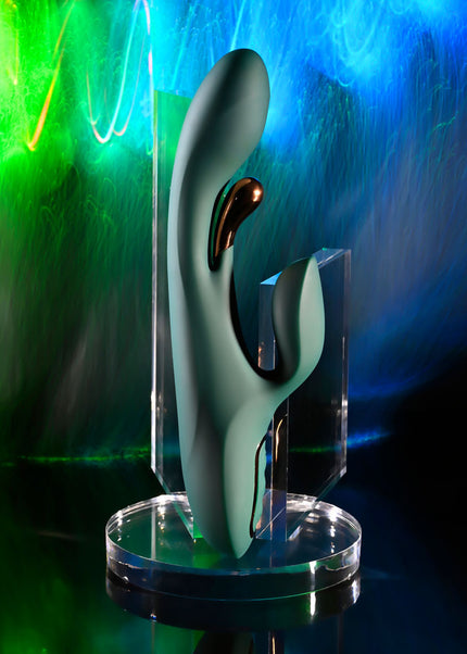 Evolved GOLDEN GODDESS - Green USB Rechargeable Rabbit Vibrator with G-Spot Flicker