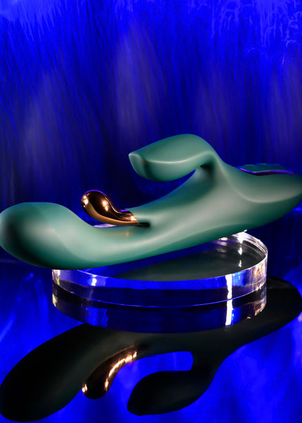 Evolved GOLDEN GODDESS - Green USB Rechargeable Rabbit Vibrator with G-Spot Flicker