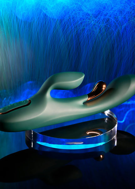 Evolved GOLDEN GODDESS - Green USB Rechargeable Rabbit Vibrator with G-Spot Flicker