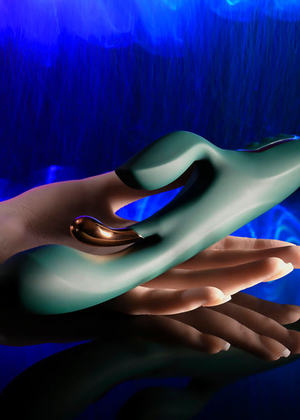 Evolved GOLDEN GODDESS - Green USB Rechargeable Rabbit Vibrator with G-Spot Flicker