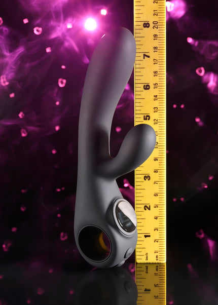 Evolved BLACK MAGIC - Black 20 cm USB Rechargeable Rabbit Vibrator with LED Screen