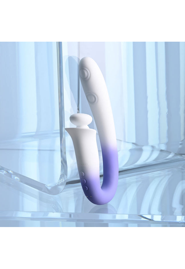 Evolved SPRING LOADED - White/Purple 23 cm USB Rechargeable Multi-Tapping Vibrator