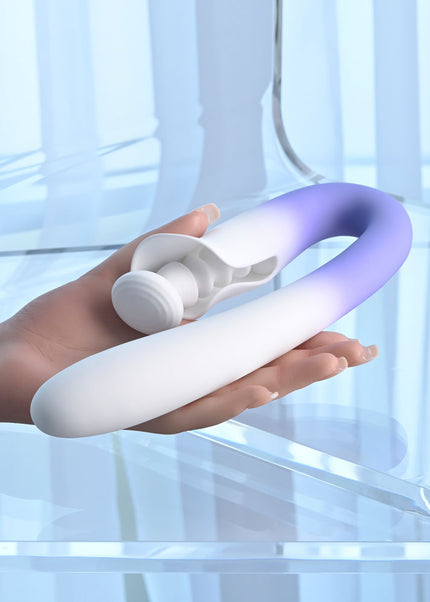 Evolved SPRING LOADED - White/Purple 23 cm USB Rechargeable Multi-Tapping Vibrator