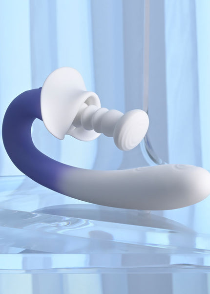 Evolved SPRING LOADED - White/Purple 23 cm USB Rechargeable Multi-Tapping Vibrator