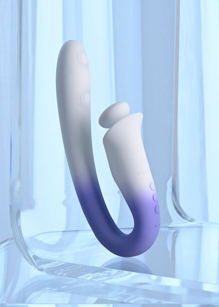 Evolved SPRING LOADED - White/Purple 23 cm USB Rechargeable Multi-Tapping Vibrator