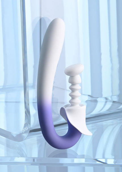 Evolved SPRING LOADED - White/Purple 23 cm USB Rechargeable Multi-Tapping Vibrator