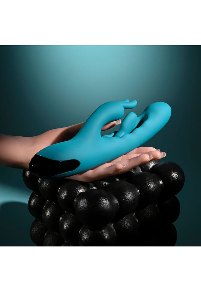Evolved BUNNY TAPPER - Blue 20 cm USB Rechargeable Rabbit Vibrator with Flicking Shaft