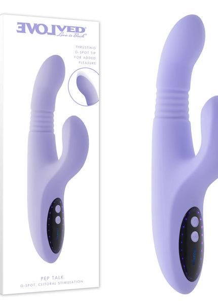 Evolved PEP TALK - Purple 23.3 cm USB Rechargeable Thrusting Vibrator with Tapping Clitoral Stimulator
