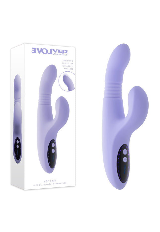 Evolved PEP TALK - Purple 23.3 cm USB Rechargeable Thrusting Vibrator with Tapping Clitoral Stimulator