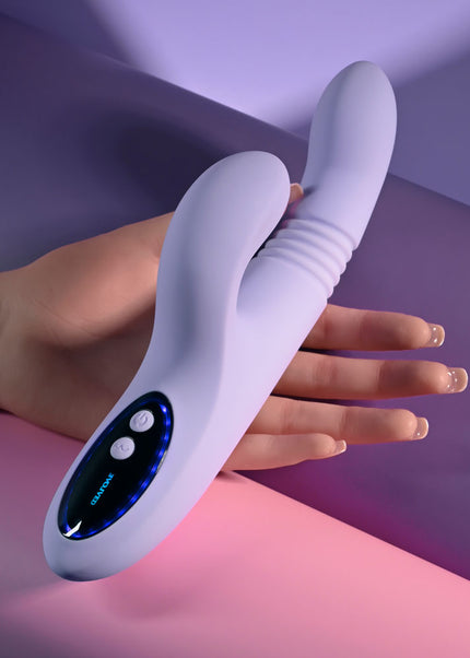 Evolved PEP TALK - Purple 23.3 cm USB Rechargeable Thrusting Vibrator with Tapping Clitoral Stimulator